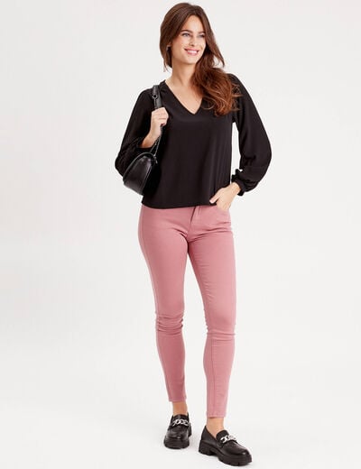 Jeans slim 5 poches vieux rose femme