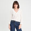 Blouse effet dentelle ecru femme