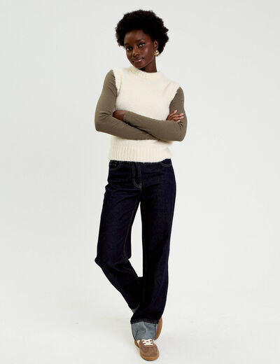 Pull sans manches ecru femme