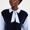Pull fin 2-en-1 manches longues bleu marine femme