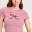 T-shirt manches courtes ajusté vieux rose femme
