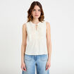 Blouse sans manches col v ecru femme