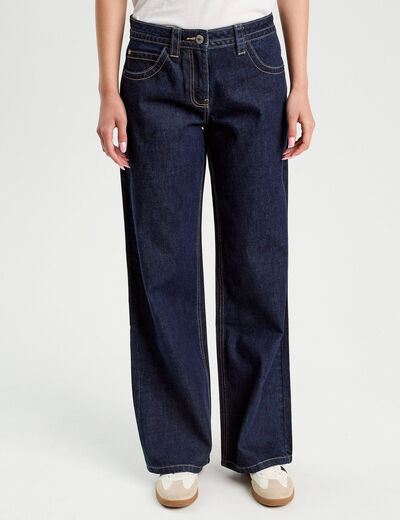 Jeans droit taille basse denim brut femme