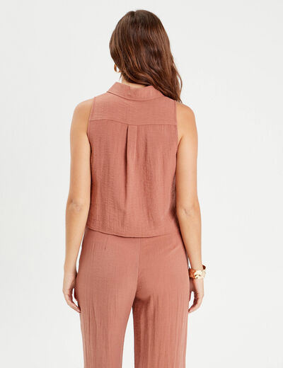 Chemise sans manches marron femme