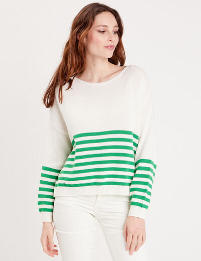 Pull manches longues vert femme