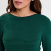 Pull col bateau vert foncé femme