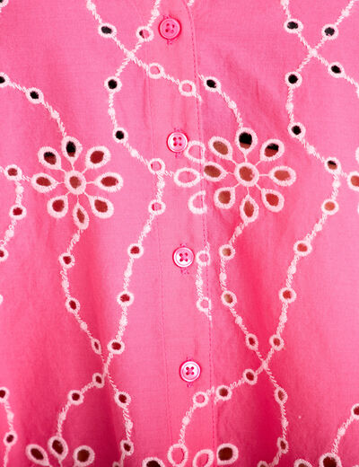Blouse broderie anglaise rose fushia femme