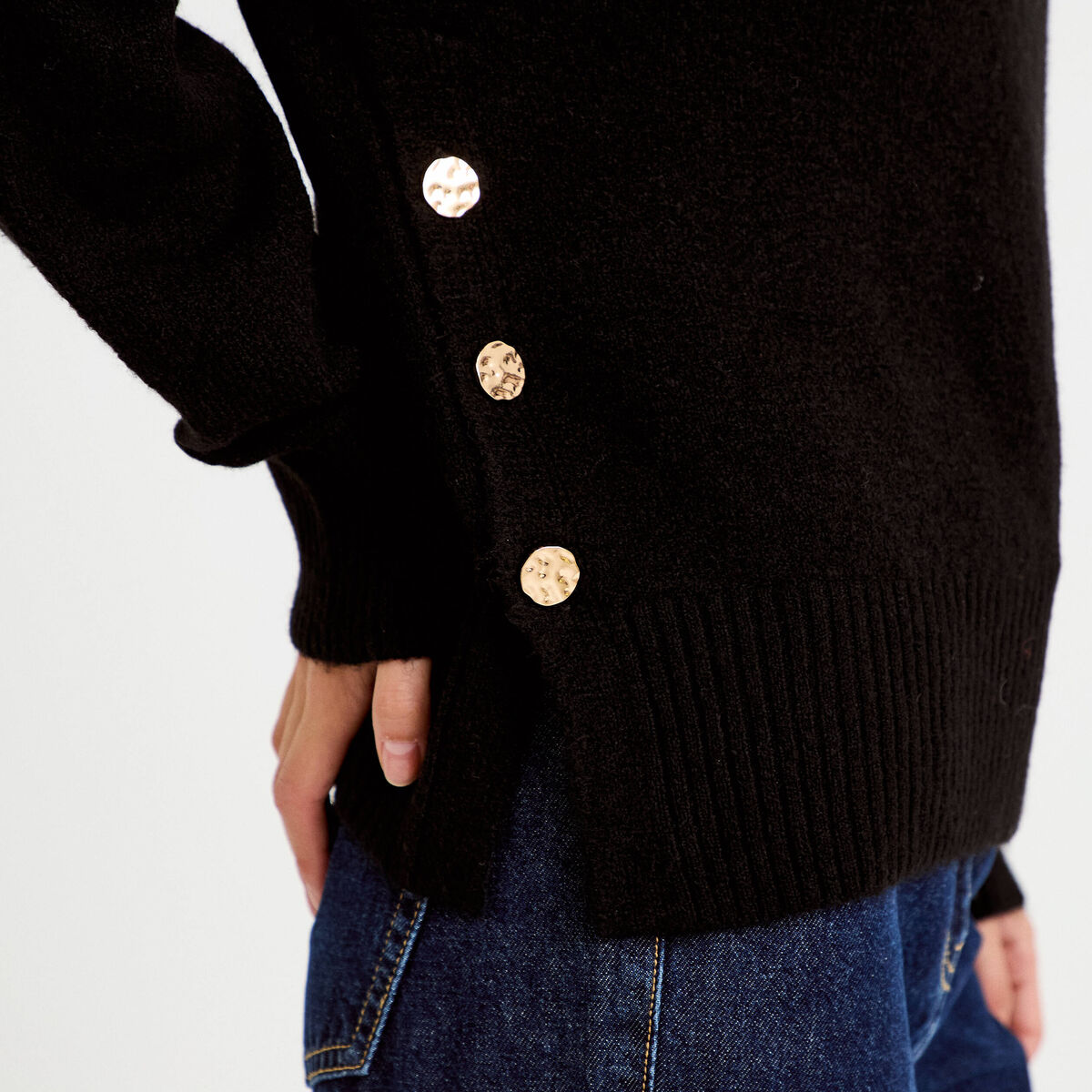 Pull manches longues noir femme