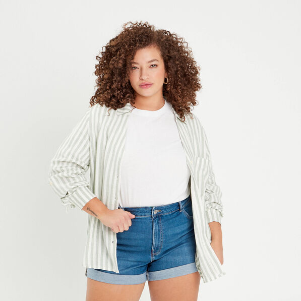 chemise manches longues contenant du lin vert femme Chemise manches longues contenant du lin vert femme
