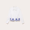 Chemise col classique avec broderie ecru femme