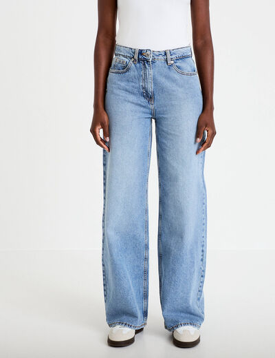 Jeans wide leg taille haute denim double stone femme