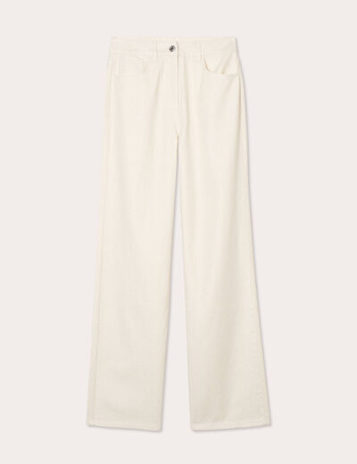 Jeans regular taille haute ecru femme