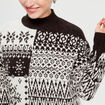 Pull col montant et sequins ecru femme