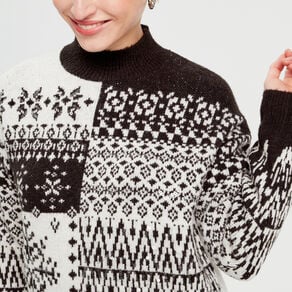pull col montant et sequins ecru femme Pull col montant et sequins ecru femme