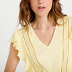 Blouse &agrave; volants jaune pastel femme