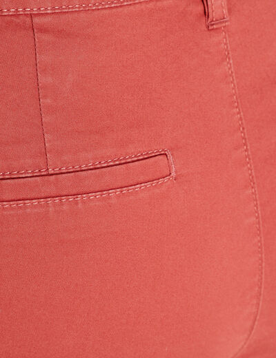 Pantalon chino 7/8ème vieux rose femme