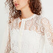 Blouse dentelle col montant ecru femme