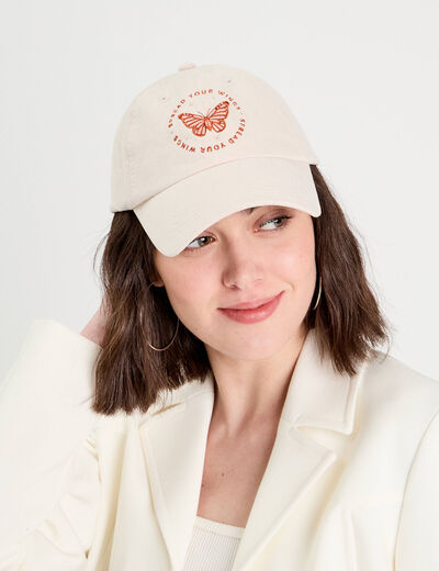 Casquette détails brodés sable femme