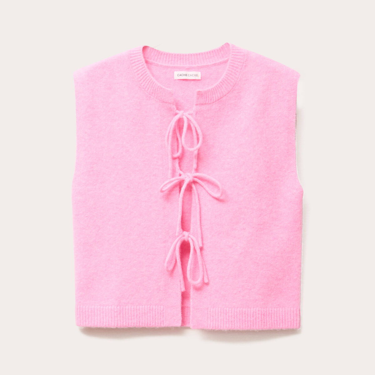Gilet sans manches noué rose femme