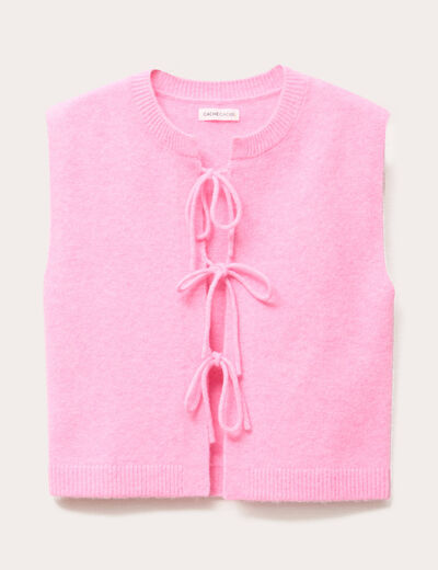 Gilet sans manches noué rose femme