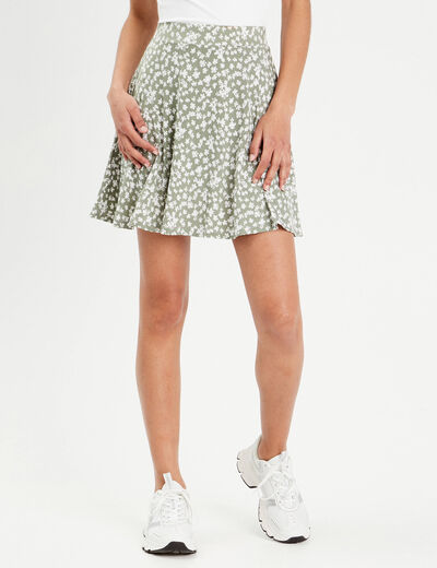 Jupe short droite vert femme