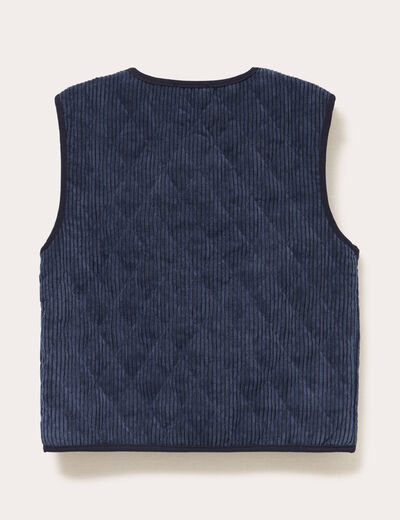 Gilet sans manches velours bleu marine femme