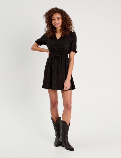 Robe évasée dentelle noir femme