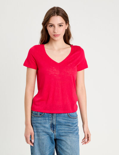 T-shirt noeuds dos rose vif femme