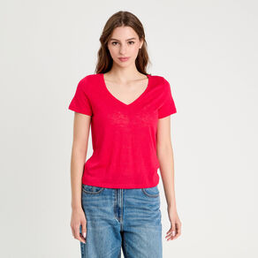 t shirt noeuds dos rose vif femme T-shirt noeuds dos rose vif femme