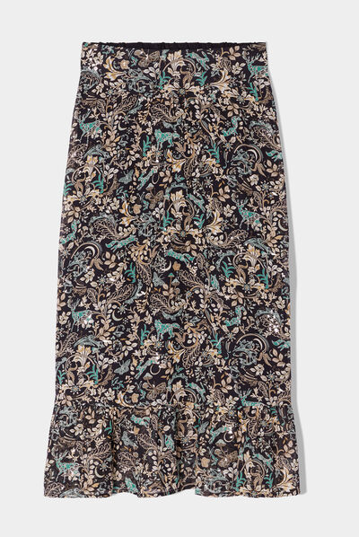 Jupe midi droite noir femme