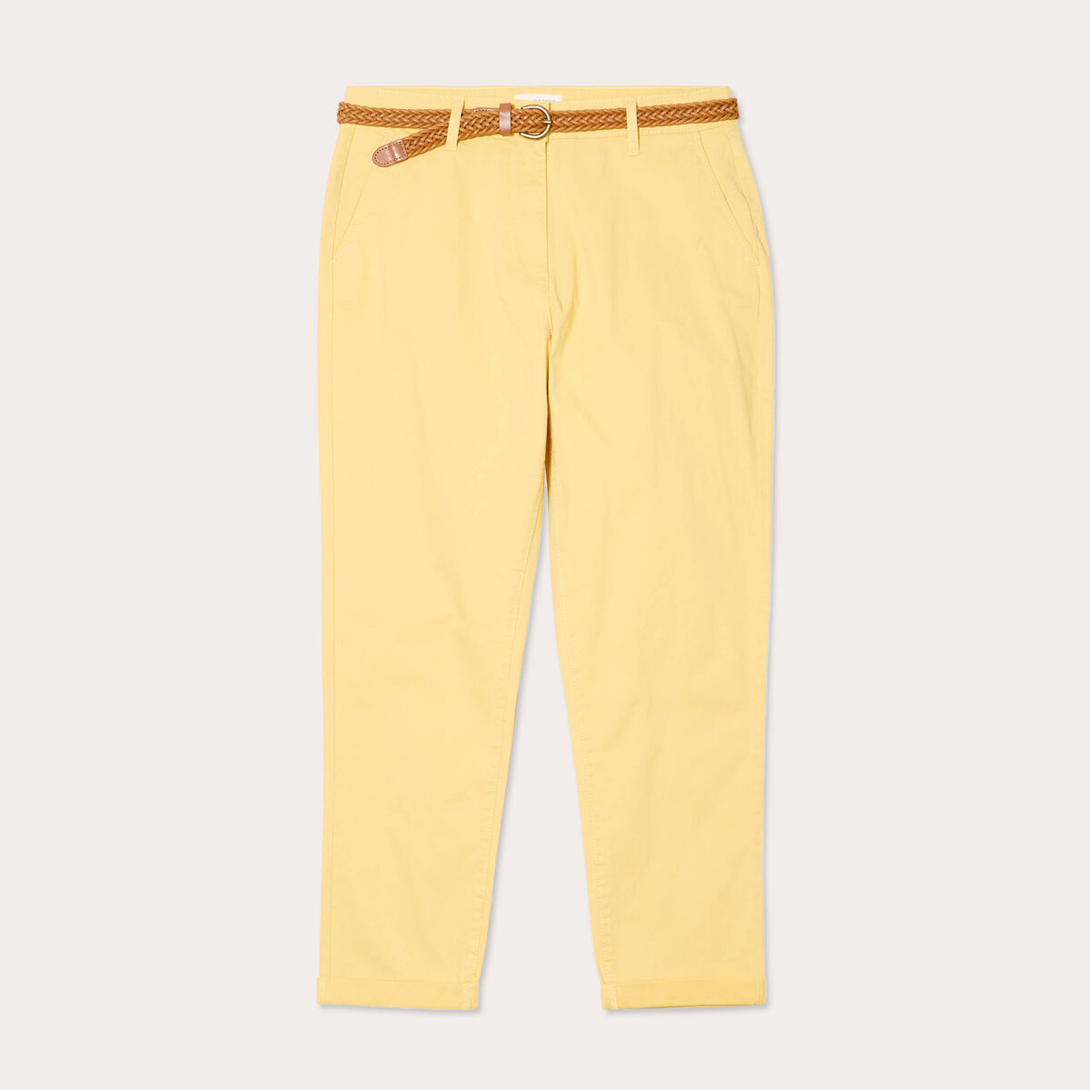 Pantalon chino 7/8ème jaune clair femme