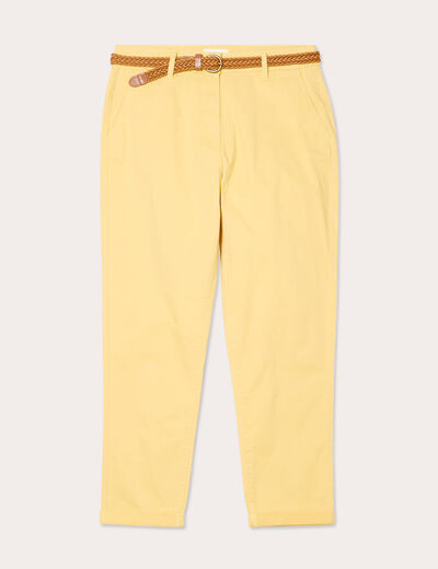 Pantalon chino 7/8ème jaune clair femme