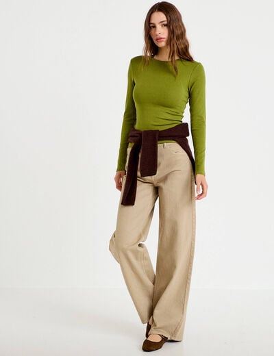 Jean wide leg taille haute gris femme