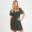 Robe évasée manches courtes noir femme