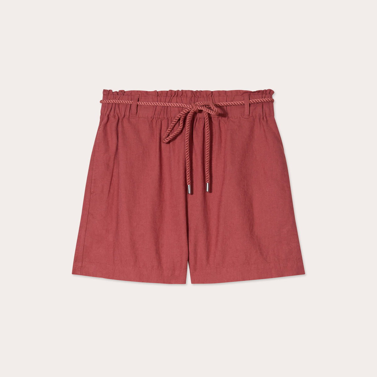 Short regular contenant du lin vieux rose femme