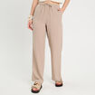 Pantalon large fluide beige femme