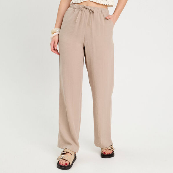 pantalon large fluide beige femme Pantalon large fluide beige femme