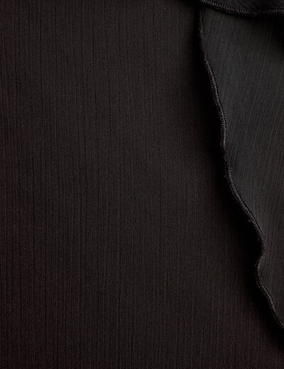Robe longue évasée volants noir femme