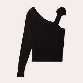 Pull asymétrique noir femme
