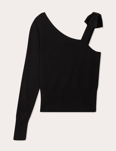 Pull asymétrique noir femme