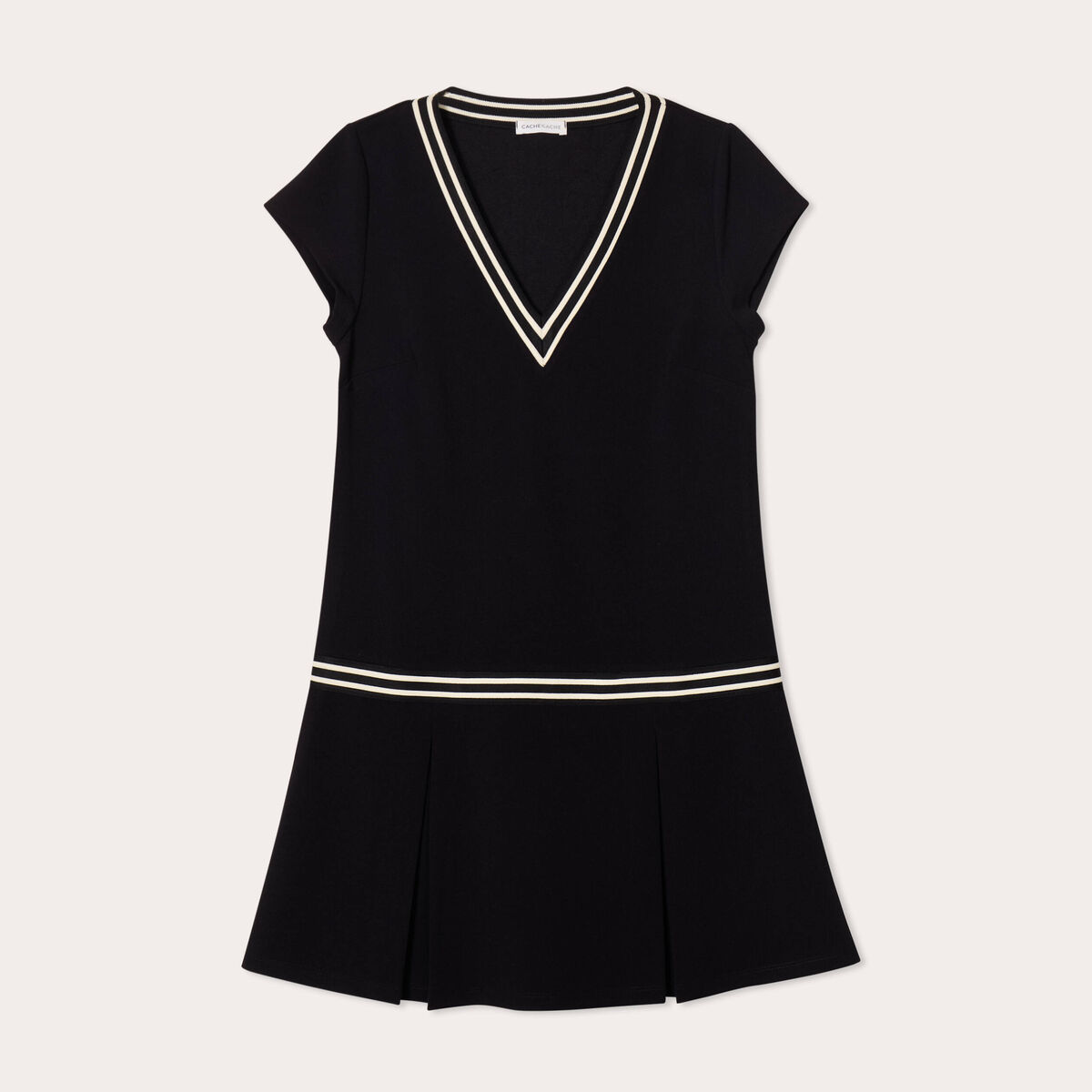 Robe &eacute;vas&eacute;e avec bandes noir femme