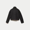 Veste droite bouclette col montant gris fonc&eacute; femme