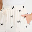Pantalon large brod&eacute; taille standard blanc femme