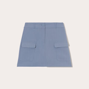 jupe short droite poches rabat bleu gris femme Jupe-short droite poches rabat bleu gris femme