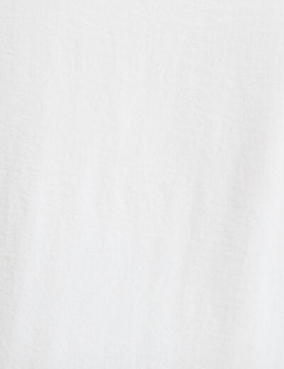Blouse droite col v manches longues ecru femme
