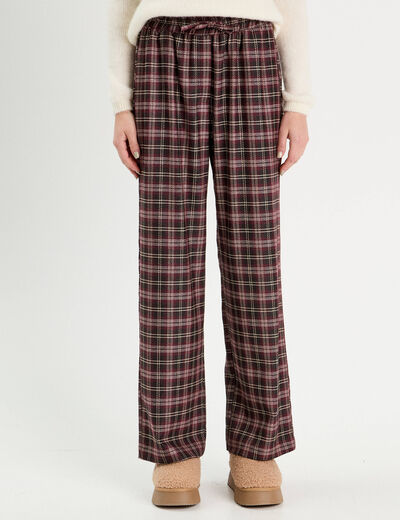 Pantalon large bordeaux femme