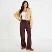 Veste cropped &agrave; capuche manches longues beige femme