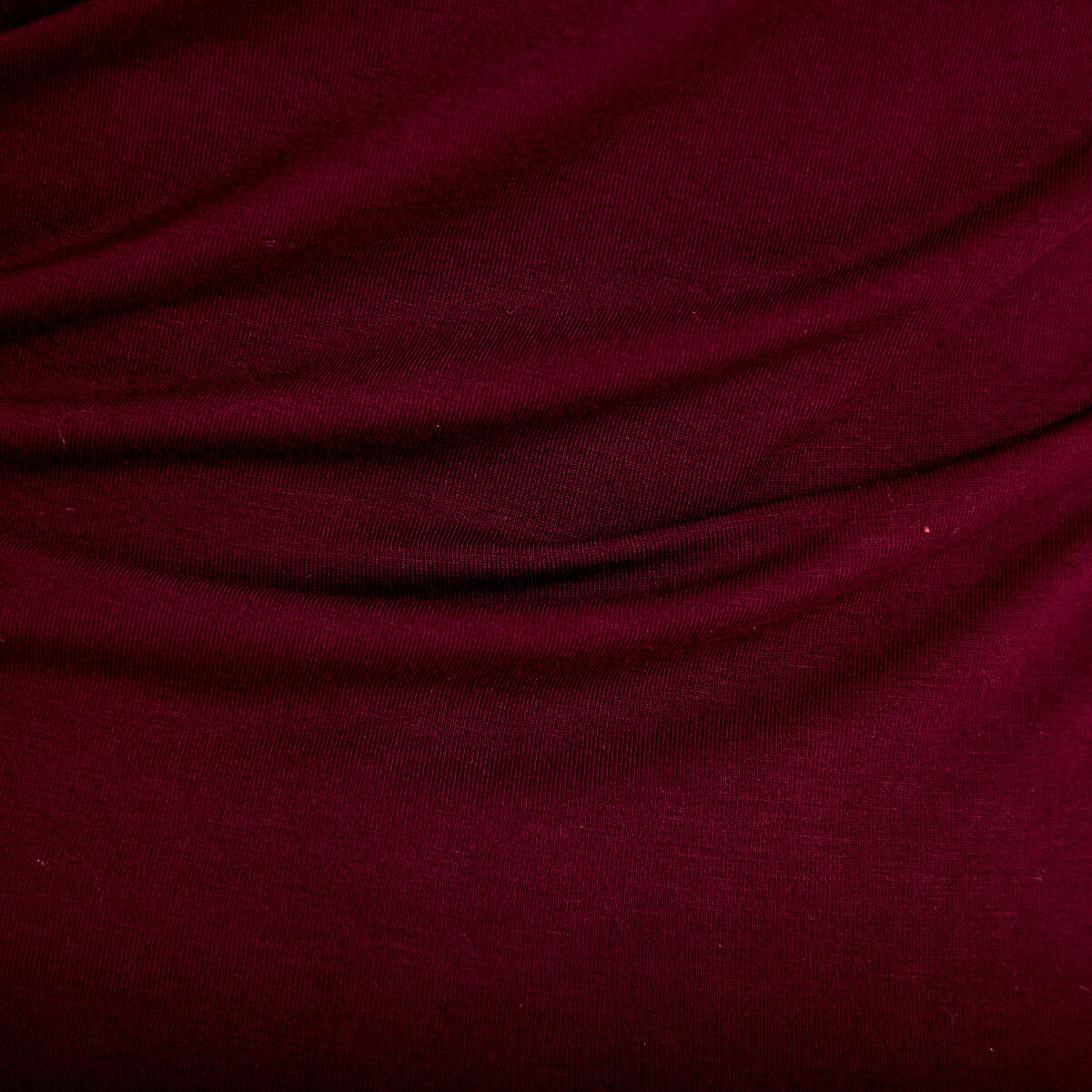 T-shirt uni &agrave; manches longues bordeaux femme