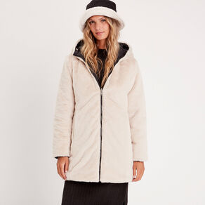 parka reversible a capuche noir femme Parka réversible à capuche noir femme