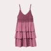 Robe évasée bretelles vieux rose femme
